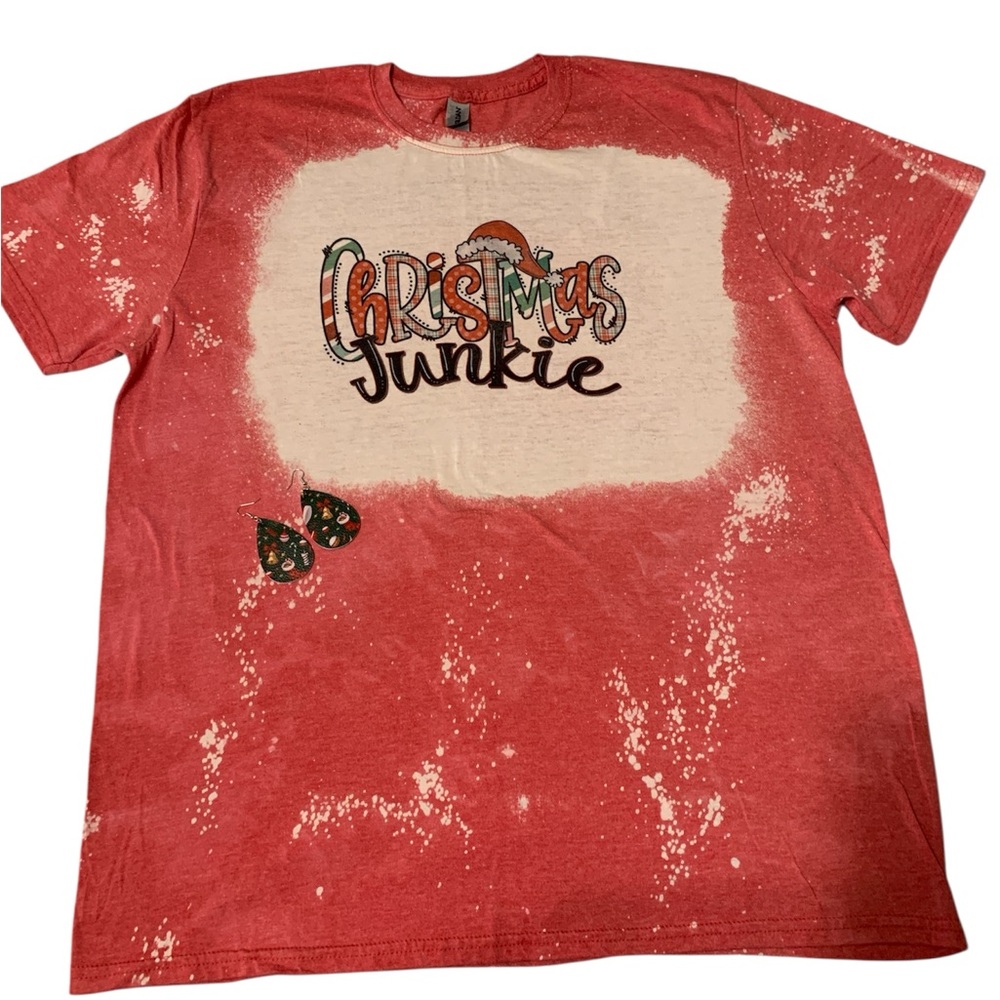 Red Christmas Junkie T-Shirt Free earrings!!